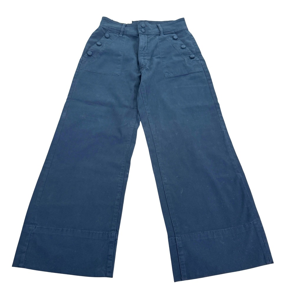 DL1961 Hepburn High-Rise Wide Leg Navy Blue Sailor Button Pants 27 NWT